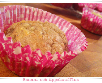 Sockerfria banan- och äppelmuffins