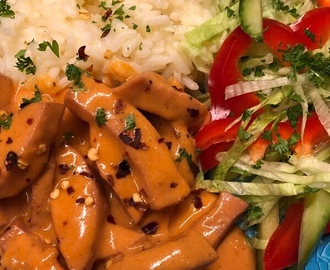 Stroganoff med kycklingkorv