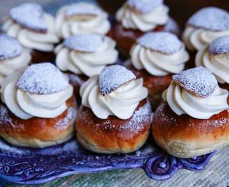 Klassiska semlor med grädde och mandelmassa