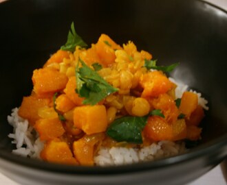 Veckans vego: curry på gula ärtor och ugnsbakad butternut squash