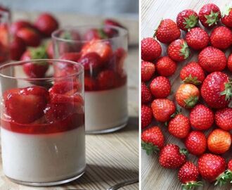 Pannacotta med jordgubbar och fläder