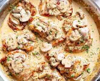 Chicken Thighs With Creamy Mushroom Garlic Sauce