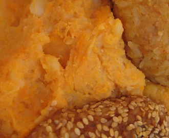 Sötpotatis-potatismos med citronzest