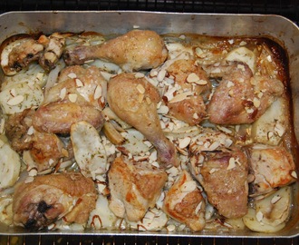 Kyckling med jordärtskocka, citron och mandel. 4 port