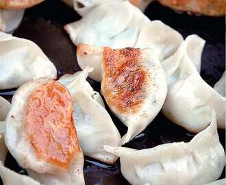 Stekta dumplings med fläskfärs och selleri