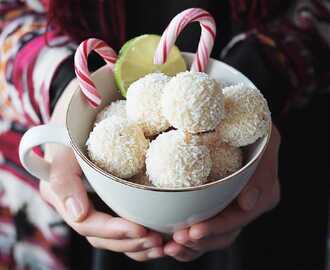 Snöbollar med smak av polkagris och lime