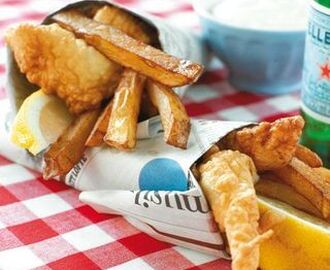 Fish n' chips med aioli