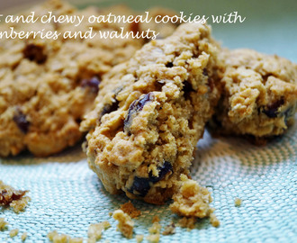 Soft and chewy oat and cranberry cookies