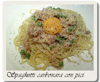 Spaghetti alla Carbonara con pici e cipolla