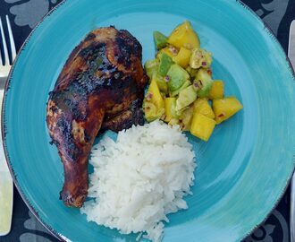 Sticky chicken med mango- och avokadosallad | Ugnstrull