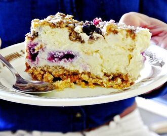 Helgtips: Blåbärscheesecake med smuldegstopping med lakrits!