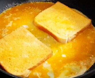 Gebackenes Toastsandwich mit Eiern und Käse. In 5 Minuten fertig - schmeckt fantastisch