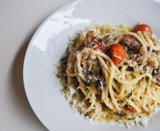 Pasta med rökt makrill