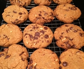 Chocolate chip cookies med salta mandlar