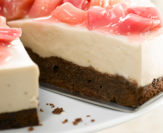Brownie & rabarber-cheesecake