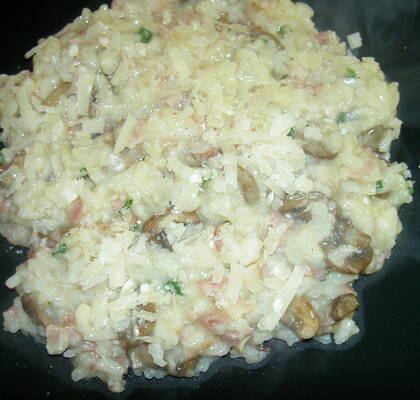 Champinjon- och baconrisotto