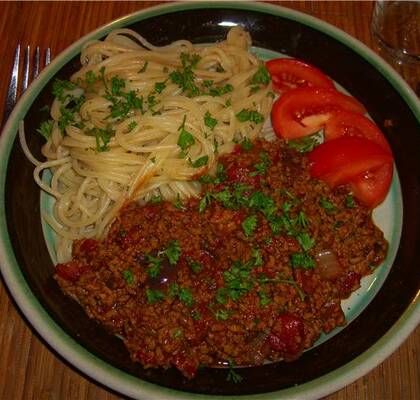 Köttfärssås med spagetti på mitt vis