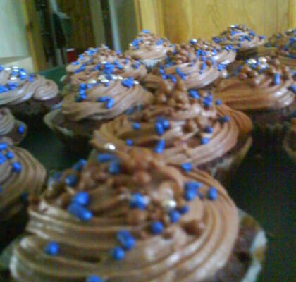 Daim cupcakes med kaffe-glasyr