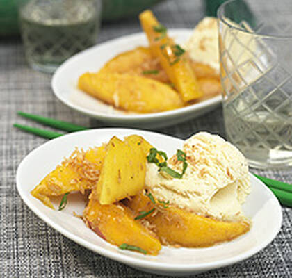 Varm mango med honung och ingefära
