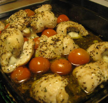 Kycklingrullar med mozzarella och basilika