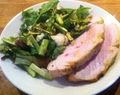 Sennepsglaseret kalkunbryst + salat med asparges