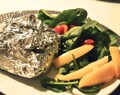 Foil cod and baked vegetables