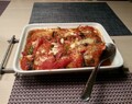 Auberginerullar med halloumi och soltorkad tomat