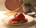 Manchego- och Quinoafylld Paprika med Tomatgryta