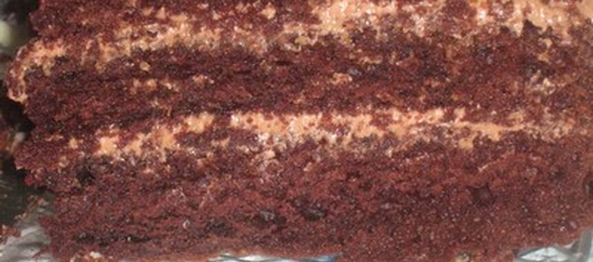 Chocolate layer cake with milk chocolate frosting