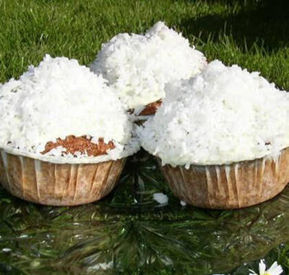 Kokosmuffins  med snötopping.