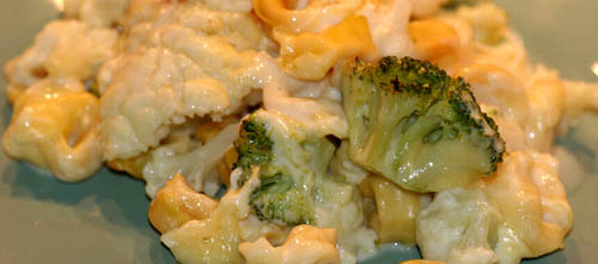 Gratinerad Tortellini med Broccoli & Blomkål