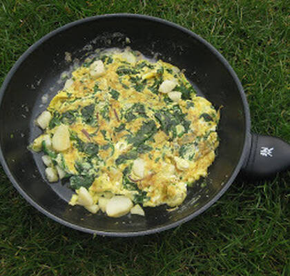 Frittata med spenat och ruccola