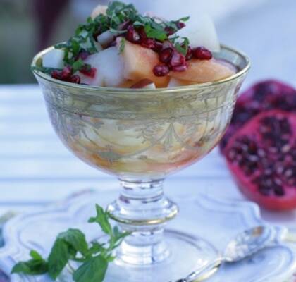 Melonsallad med granatäpple