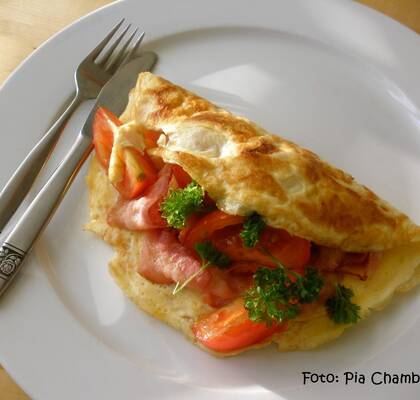 Omelett med tomater och bacon