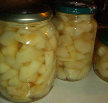 Äpplen i sockerlag, konserverade eller styckfrysta