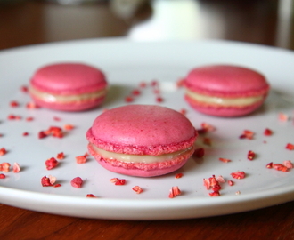 Jordbærmacarons med hvid chokoladeganache