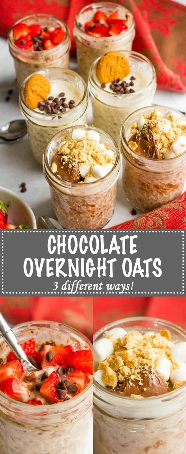 Chocolate overnight oats, 3 ways