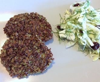 Grønne sprøde og knasende frikadeller med quinoa og broccoli