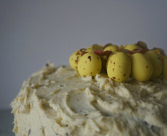 Easter Cake –  Chocolate layer cake with mango mousse and orange frosting