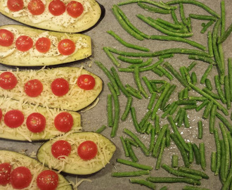 Auberginebruchetta og bønnefritter