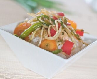 Teriyaki wok med kylling 		 			— og ris