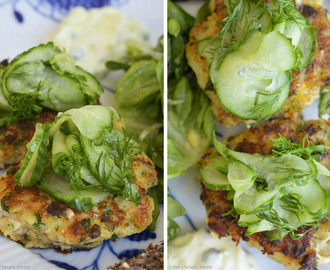 Fiskefrikadeller med agurkesalat