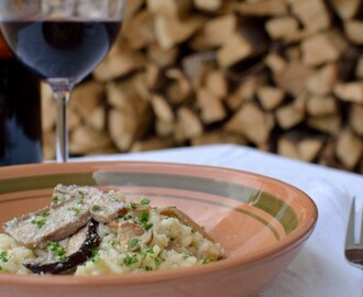 Risotto med tørrede Karl Johan svampe – risotto ai funghi porcini secchi