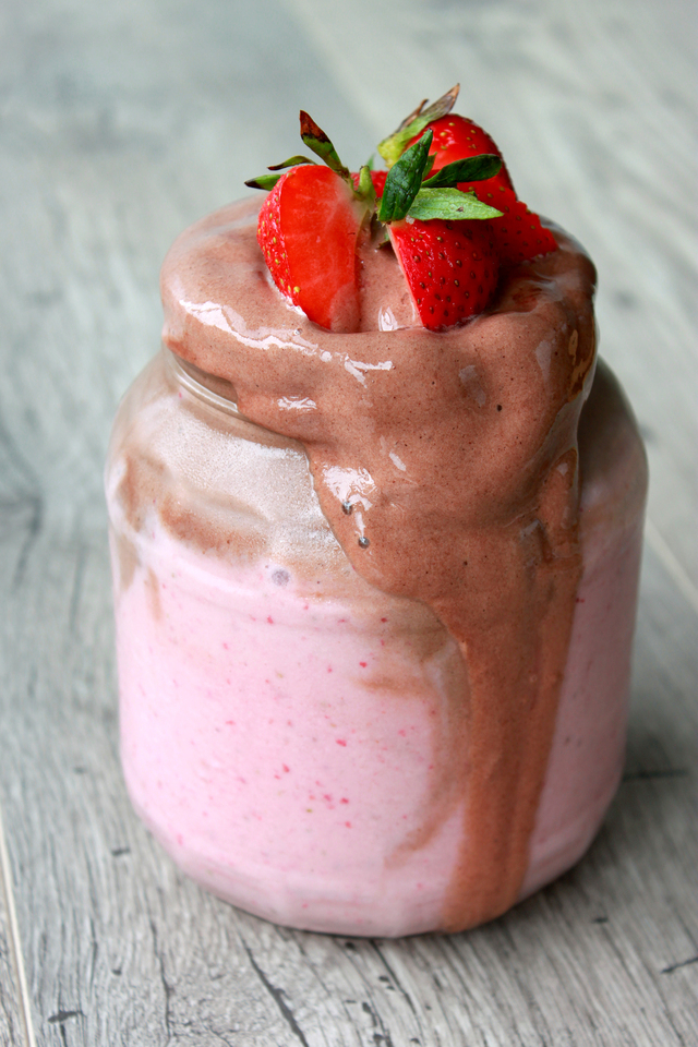 Jordbær-kakao-milkshake