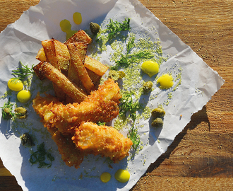 Pankopaneret Fish ‘n’ (glaskåls) chips