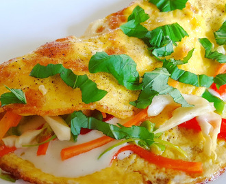 Omelett med asiatisk coleslaw og jalapeño magerost ♫♪