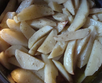 Kartoffler stegt i ovn med sennep.