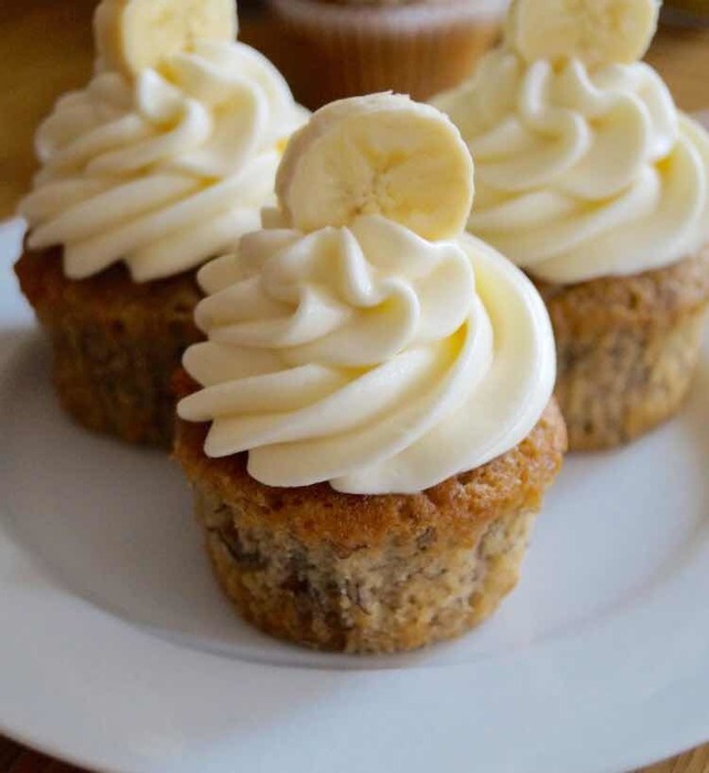 Små, sunde, banancupcakes 