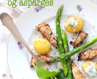 glaseret tofu, nye kartofler og asparges m ramsløgsmayo