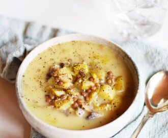 Kartoffelsuppe med hvidløg og linser